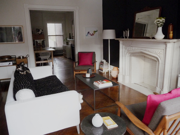 The Living Room Has A Black Wall Door Six Livingroom 3